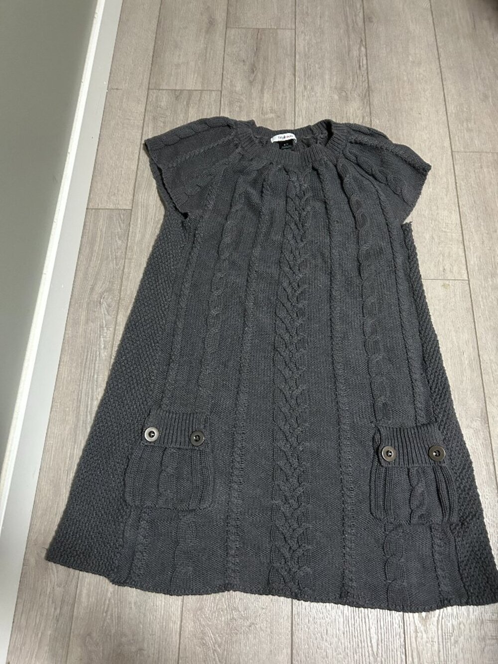 Style + Co Womens Dark Gray Cable Knit Sweater Dress XL Size Extra Large